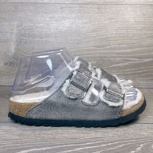 Birkenstock Arizona Shearling Lined Gray Women’s Sz 5/EU 36 Slip On Slide Sandal